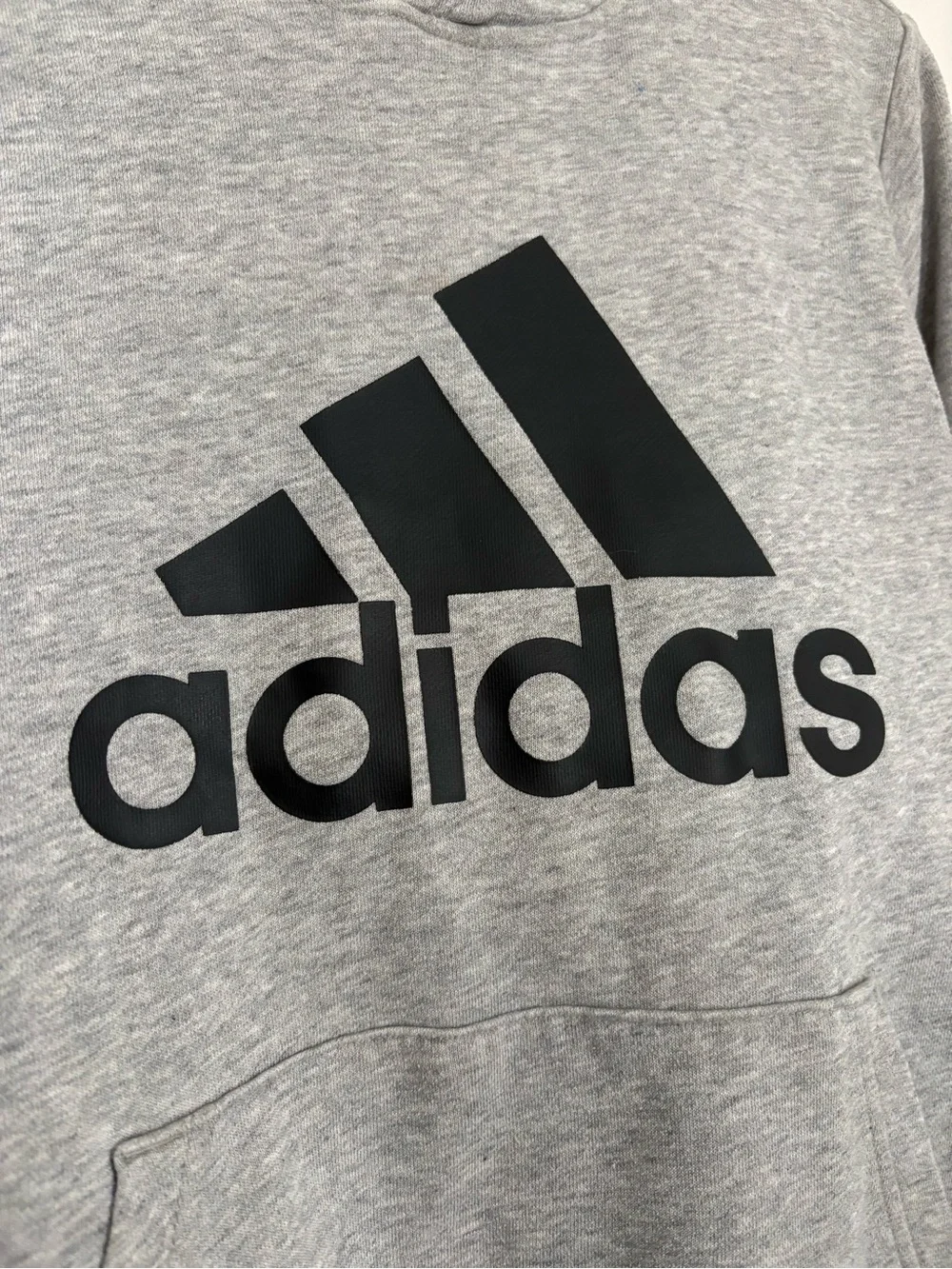 Adidas Essentials Big Logo Hoodie - Heather Gray Classic Sportswear - Picture 3 of 7